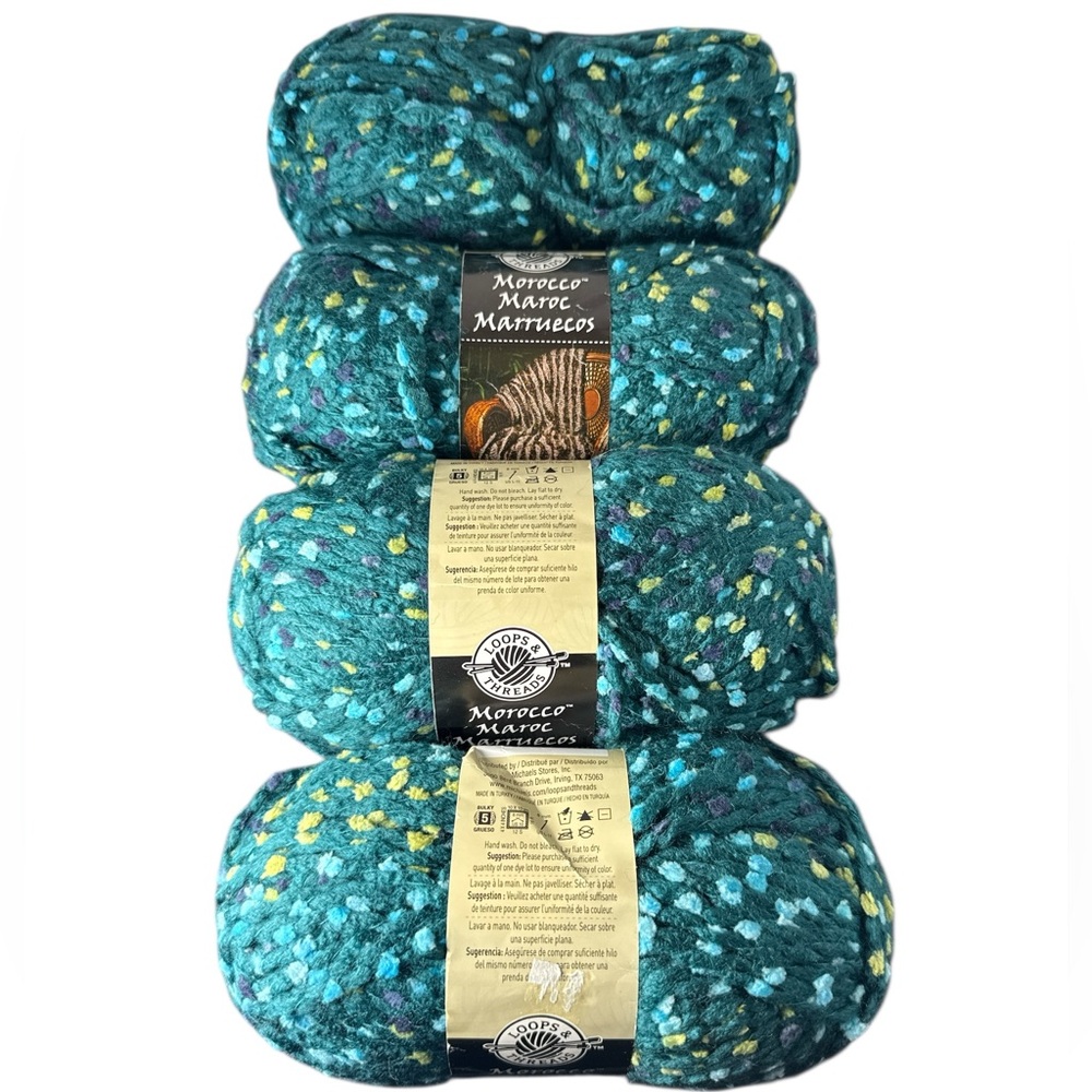 MOROCCO in MEDITERRANEAN by Loops & Threads Acrylic Nylon Yarn 93yds 3oz 4